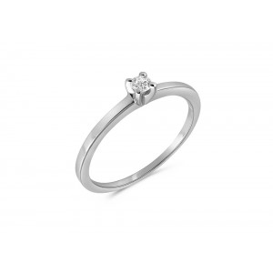 Μονόπετρο δαχτυλίδι από λευκόχρυσο Κ18 με διαμάντι μπριγιάν 0.06ct