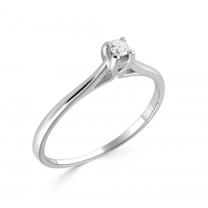 Mονόπετρο δαχτυλίδι από λευκόχρυσο Κ18 με διαμάντι μπριγιάν 0,06ct