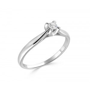 Mονόπετρο δαχτυλίδι από λευκόχρυσο Κ18 με διαμάντι μπριγιάν 0,07ct