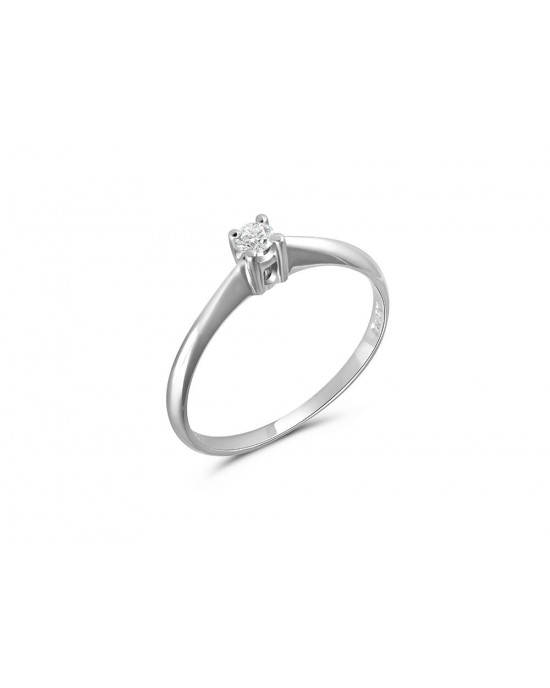 Μονόπετρο δαχτυλίδι με διαμάντι από λευκόχρυσο Κ18