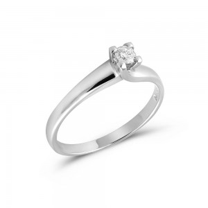 Μονόπετρο δαχτυλίδι από λευκόχρυσο Κ18 με διαμάντι μπριγιάν 0.08ct