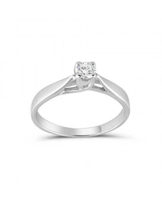 Solitaire Diamond Engagement Ring in 18k white gold 0.08ct