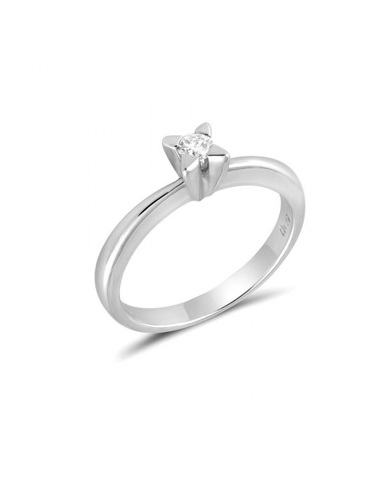 Solitaire Diamond Engagement Ring in 18k White Gold 0.09ct