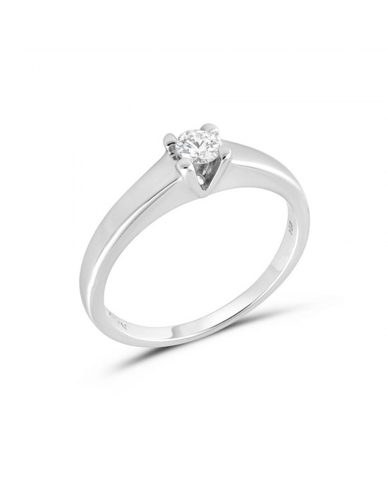 Μονόπετρο δαχτυλίδι από λευκόχρυσο Κ18 με διαμάντι μπριγιάν 0.12ct