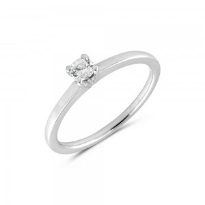 Μονόπετρο δαχτυλίδι τουλίπα από λευκόχρυσο Κ18 με διαμάντι μπριγιάν 0.14ct