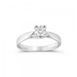 Μονόπετρο δαχτυλίδι με διαμάντι μπριγιάν 0.18ct από λευκόχρυσο Κ18 