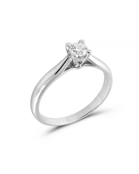 Μονόπετρο δαχτυλίδι από λευκόχρυσο Κ18 με διαμάντι μπριγιάν 0.20ct