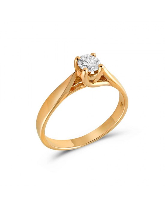 Μονόπετρο δαχτυλίδι από ροζ χρυσό Κ18 με διαμάντι μπριγιάν 0.24ct