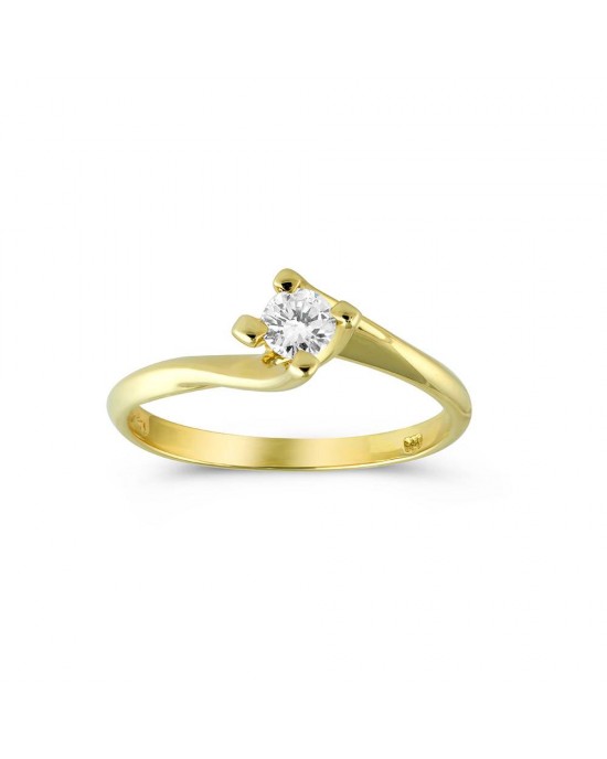 Μονόπετρο δαχτυλίδι φλόγα με διαμάντι από χρυσό Κ18 