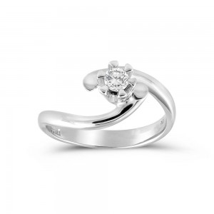 Diamond swirl engagement Ring in 18k White Gold 0.08ct