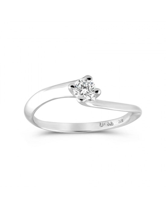 Solitaire Engagement Ring in 18k White Gold with Diamond 0.15ct, GSS Certified