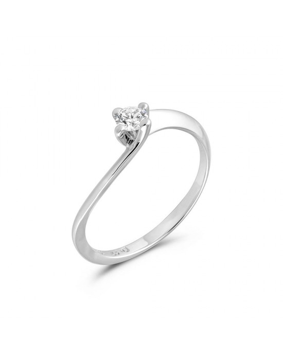 Solitaire Engagement Ring in 18k White Gold with Diamond 0.14ct