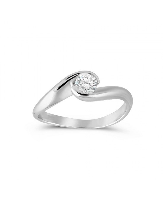 Swirl diamond engagement ring in 18k white gold 0.23ct