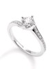 Swirl engagement ring with 0.30ct diamond and side stones in 18k white gold GIA certified 