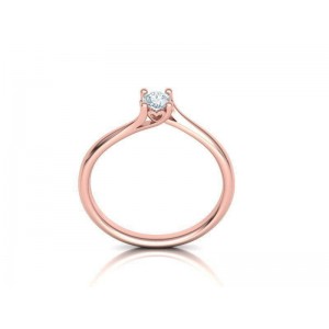 Mονόπετρο δαχτυλίδι φλόγα με καρδιά από ροζ χρυσό Κ18 με διαμάντι μπριγιάν 0,18ct