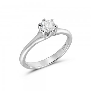 Μονόπετρo δαχτυλίδι με 6 δόντια λευκόχρυσο Κ18 με διαμάντι μπριγιάν 0.30ct και πιστοποίηση GIA