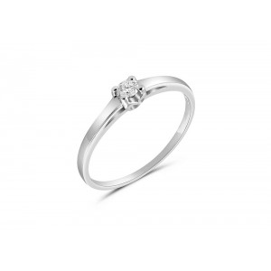 Μονόπετρο δαχτυλίδι με διαμάντι από λευκόχρυσο Κ18