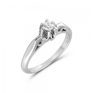 Μονόπετρο δαχτυλίδι vintage με έξι δόντια από λευκόχρυσο Κ18 με διαμάντι 0.10ct