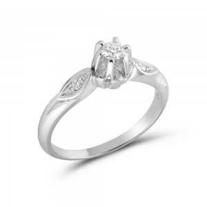 Μονόπετρο δαχτυλίδι vintage από λευκόχρυσο Κ18 με διαμάντι 0.12ct και μπριγιάν στο πλάι