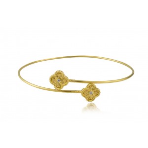 Βυζαντινό κρουαζέ βραχιόλι λουλούδια με διαμάντι από χρυσό Κ18