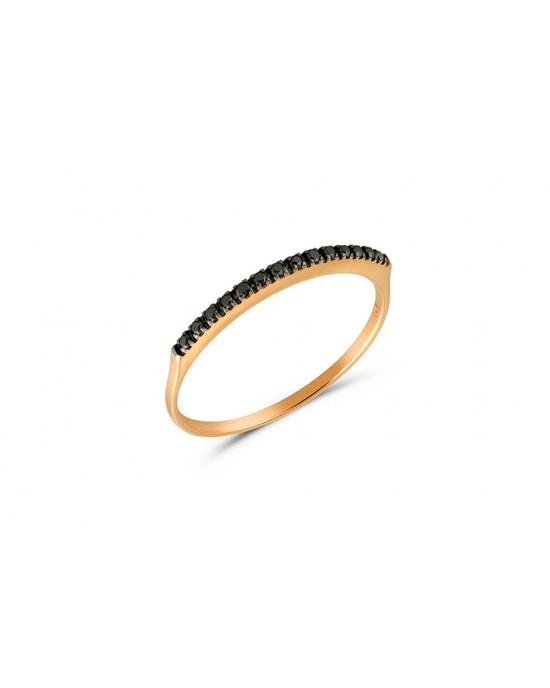 Δαχτυλίδι μισόβερο με μαύρα διαμάντια από ροζ χρυσό Κ18