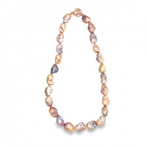 Κολιέ με πολύχρωμα μαργαριτάρια μπαρόκ 10-13mm από ασήμι 925°