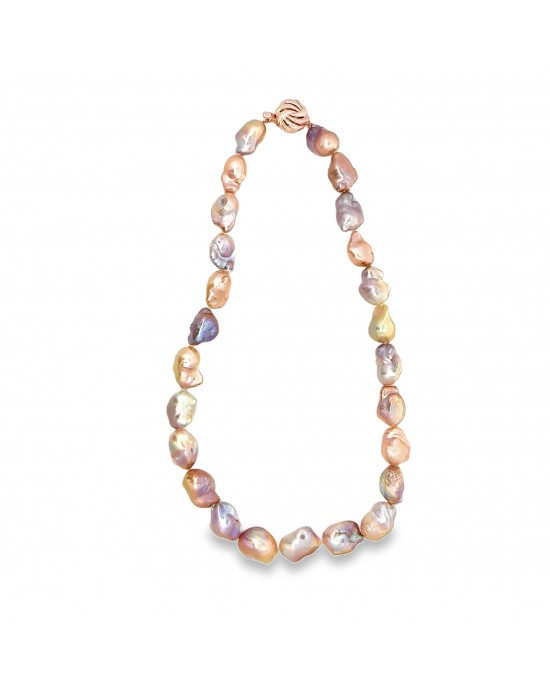 Κολιέ με πολύχρωμα μαργαριτάρια μπαρόκ 10-13mm από ασήμι 925°