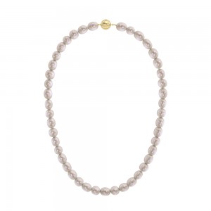 Round Biwa pearl necklace 9-11mm in 14k gold