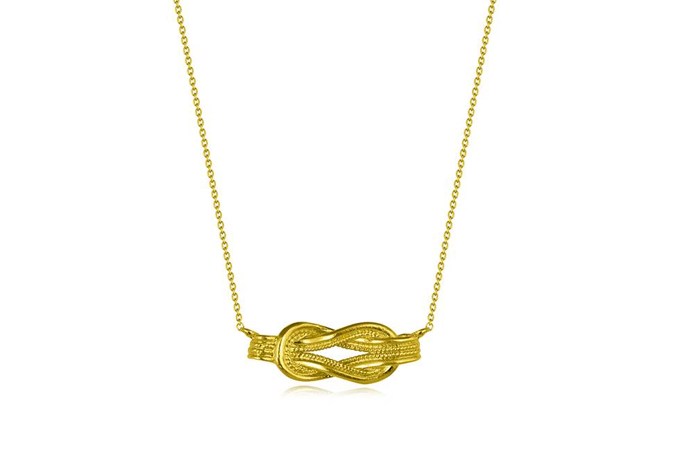 A Roman golden necklace with knots of Hercules, 2nd - 3rd century The  necklace made of alternating wire links with either a knot of Hercules or a  link threaded with a white