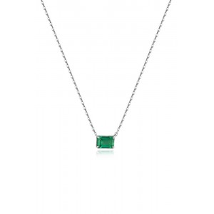 Necklace with Emerald in 18K White Gold 