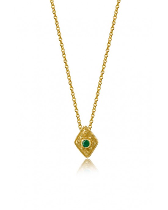Byzantine "Rhombus" Necklace with Emerald 0.05ct in 18k gold