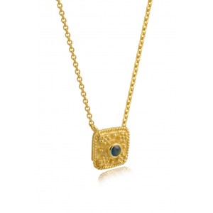 Byzantine "Square" necklace with sapphire in 18k gold 
