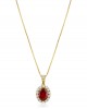 Cluster ruby pendant with diamonds in 18k gold 