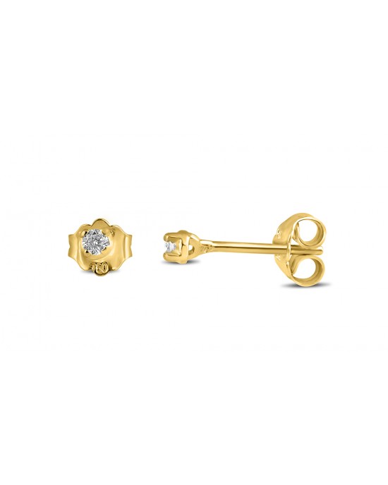 Μονόπετρα σκουλαρίκια με διαμάντια 0,07ct από χρυσό Κ18 