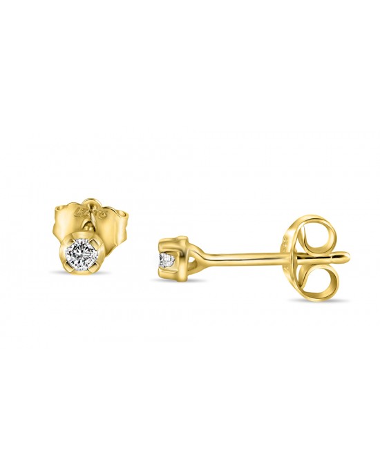 Μονόπετρα σκουλαρίκια από χρυσό Κ18 με διαμάντια 0.10ct