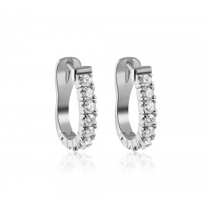 Oval earrings with diamonds in 18k white gold