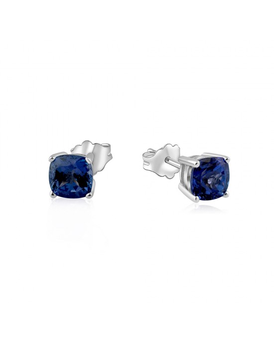 Stud earrings with tanzanite in 18k white gold