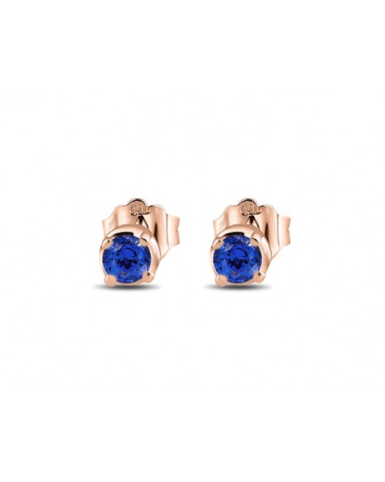 Blue sapphire stud earrings in 18k rose gold