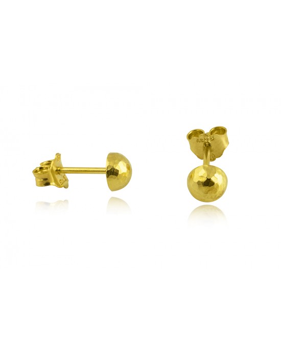 Hammered  stud earrings 6mm in 18k gold