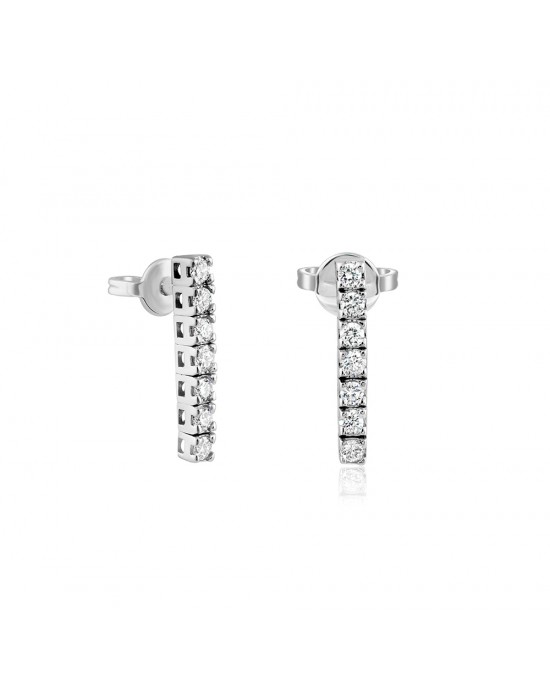 Κρεμαστά σκουλαρίκια με μαργαριτάρια σταγόνα και διαμάντια από λευκόχρυσο Κ18