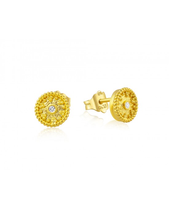 Βυζαντινά σκουλαρίκια με διαμάντια από χρυσό Κ18 