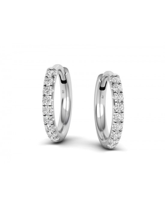 Pave hoop diamond earrings in 18k white gold 