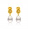 Βυζαντινά σκουλαρίκια σταγόνα με μαργαριτάρια και διαμάντια από χρυσό Κ18 