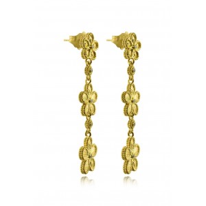 Αρχαϊκά σκουλαρίκια μαργαρίτες με διαμάντια από χρυσό Κ18 