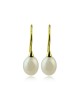 Hanging hoop pearl earrings in 18k gold