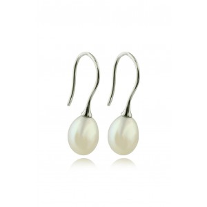 Κρεμαστά σκουλαρίκια με μαργαριτάρια σταγόνα από λευκό χρυσό Κ18