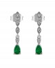 Dangling Zambia emerald and diamond earring in 18k white gold