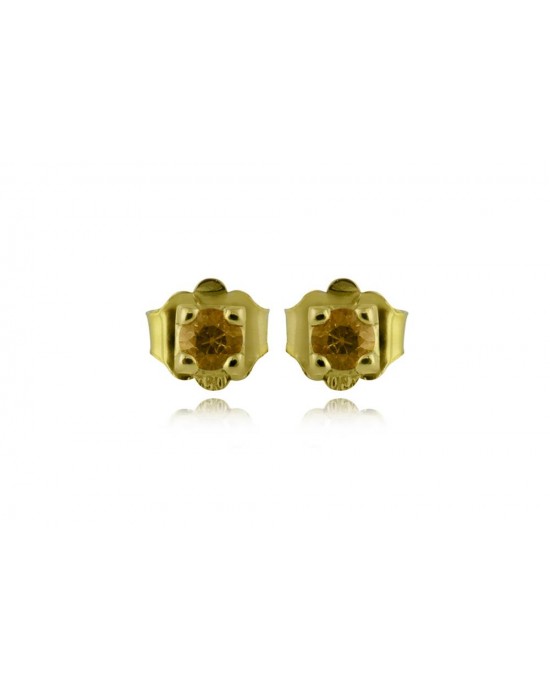 Μονόπετρα σκουλαρίκια από Χρυσό Κ18 με κίτρινα ζαφείρια 0.21ct