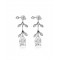 Dangling earrings with white topaz and cubic zirconia in 14k white gold
