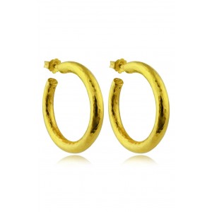 Hammered Hoop Earrings in 18k Gold